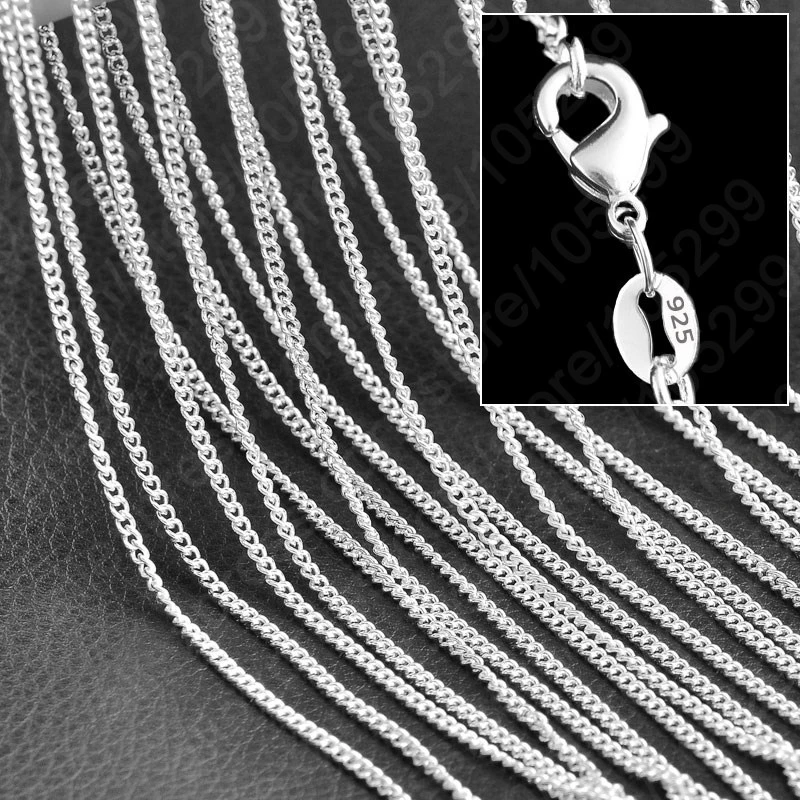 Drop Shipping Promotion Flat Curb Chains Necklace 925 Sterling Silver Stamped Women Jewelry Choker Necklace 10pcs/lot