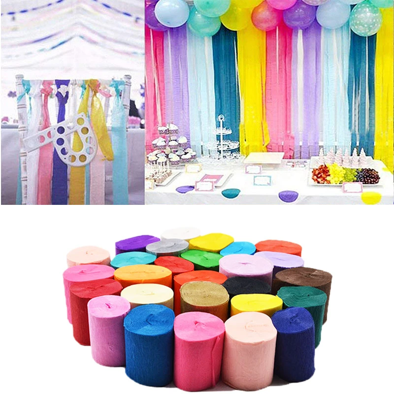 32ft 10m Crepe Paper Streamers DIY Paper Garland Photography Backdrops  For Wedding Birthday Party Baby Shower Venue Decoration
