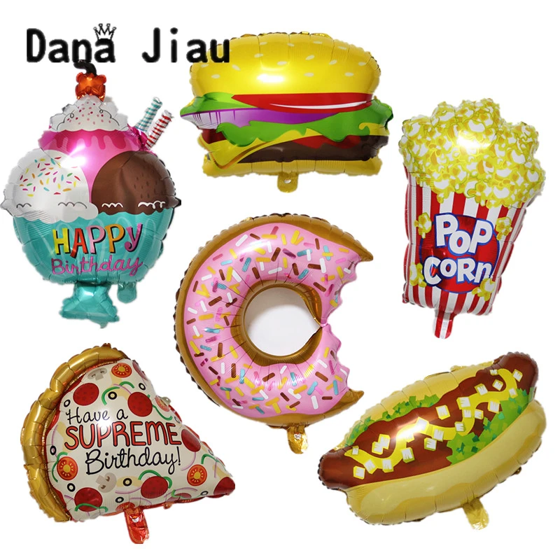 New big Hamburg ice cream Popcorn cake donut Pizza food balloon birthday party decoration cake shop inflatable balloons