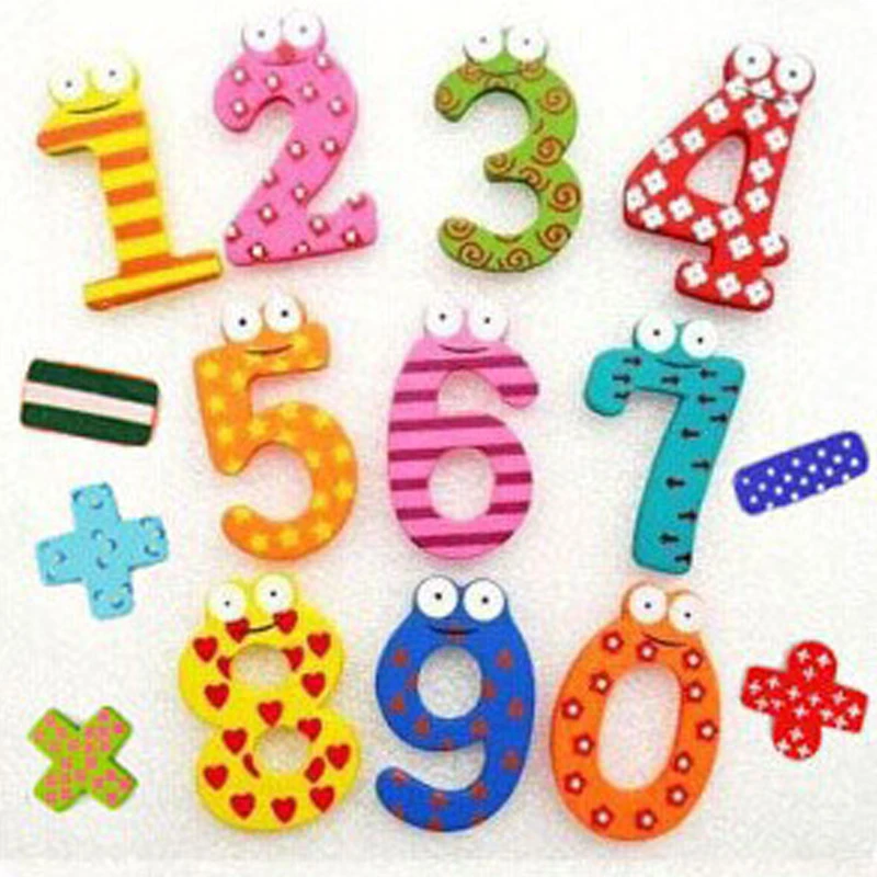 Party Gift Home Decor Multicolor  Wooden Fridge Magnet Educational Toy Symbol Alphabet Numbers  Cartoon Baby Kid