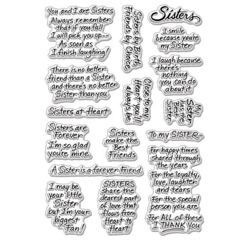 To My Sisters Words Transparent Clear Silicone Stamp/Seal for DIY scrapbooking/photo album Decorative clear stamp sheets ST0289