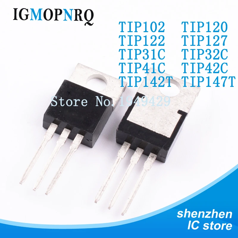 10pcs  TIP102 TIP120 TIP122 TIP127 TIP31C TIP32C TIP41C TIP42C TIP142T TIP147T TO-220 Transistor