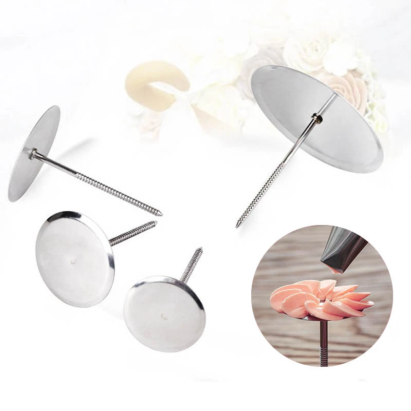 4 Pcs Portable Stainless Steel Cake Decorating Nails Flower Needle Ice Cream Cake Decorating Tools Pastry Tool Kitchen Gadgets