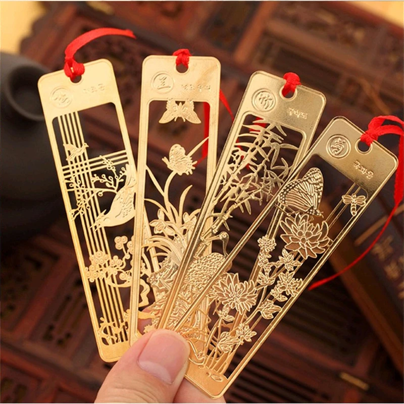 1 Pc Cute Hawaiian Beautiful Chinese Style Retro Fine Metal Bookmarks Student And School Stationery