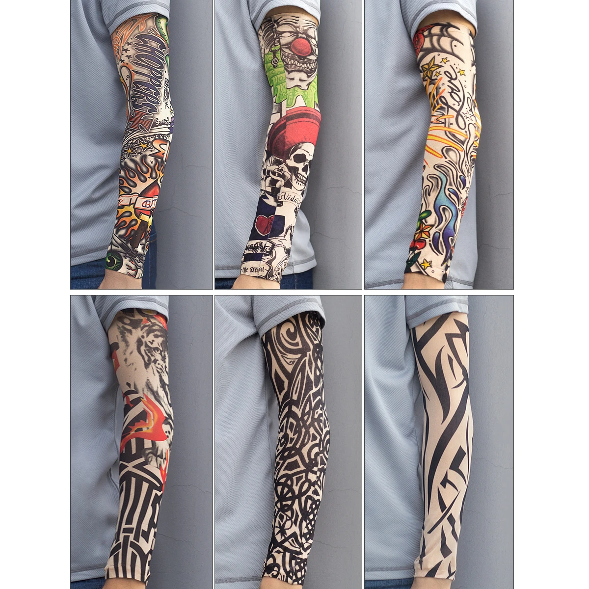 1pcs Tattoo Arm Warmers  Set Seamless Sleeve Men and women Riding Driving Ice silk Sunscreen Ice Sleeve