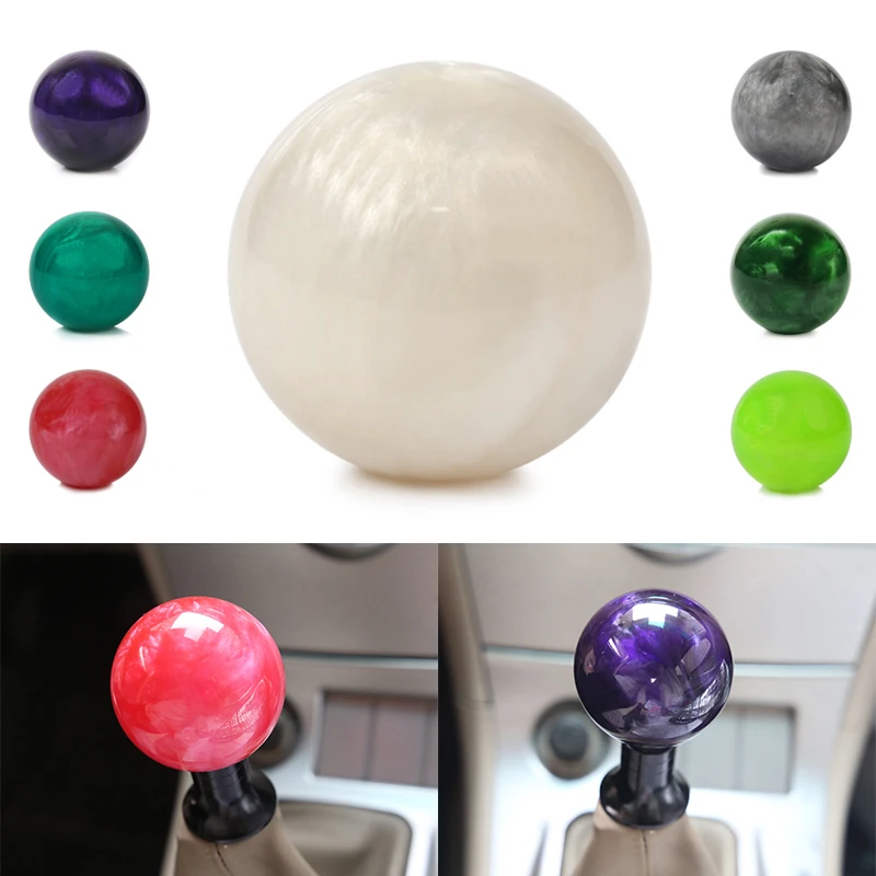 NEW RACING Marble Style Round Ball Gear Shift Knob With 3 Adapters For Most Cars
