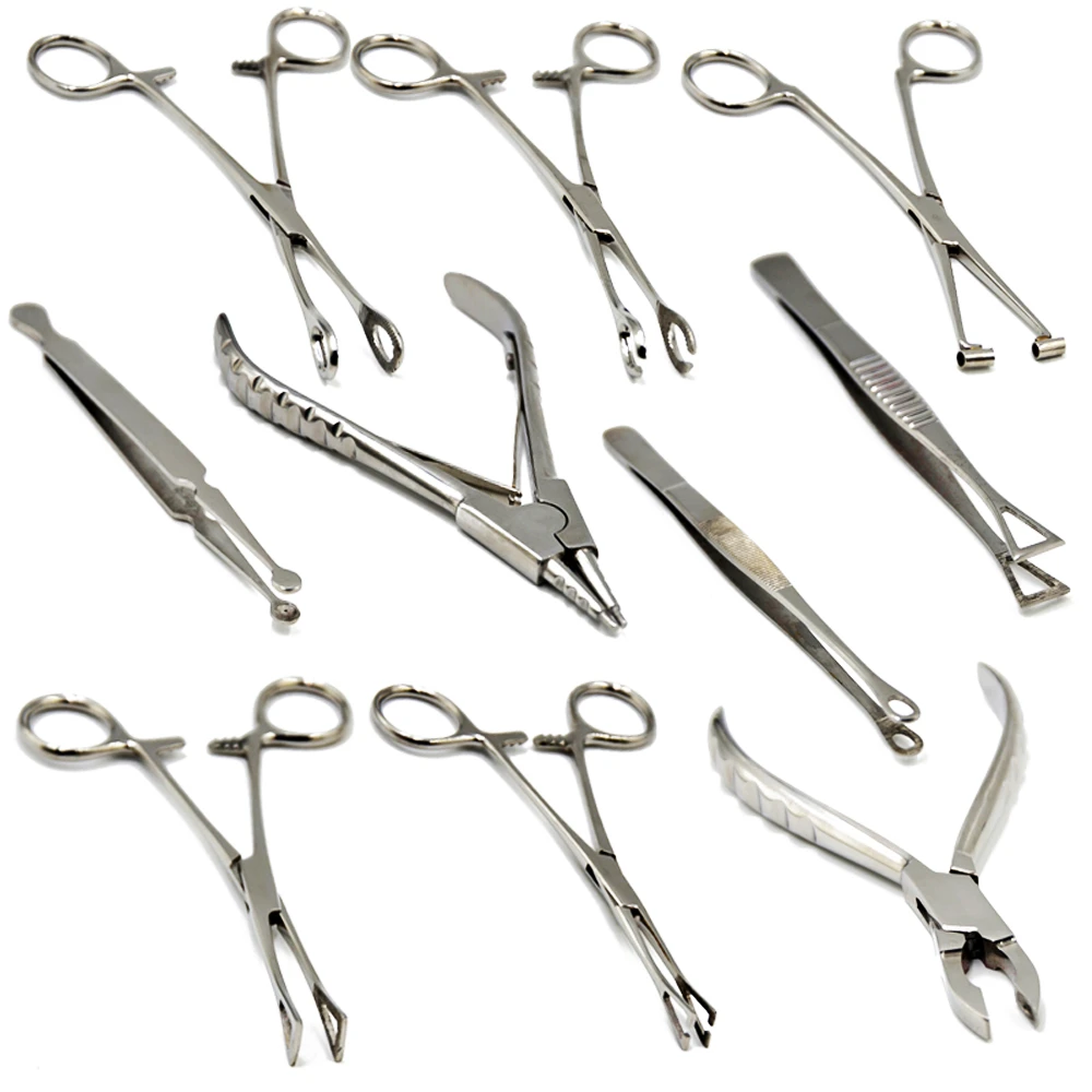 1PC Professional Surgical Steel Belly Ear Tongue Septum Lip Piercing Forceps Tweezer Clamp Plier Closer,Opener needle clamp