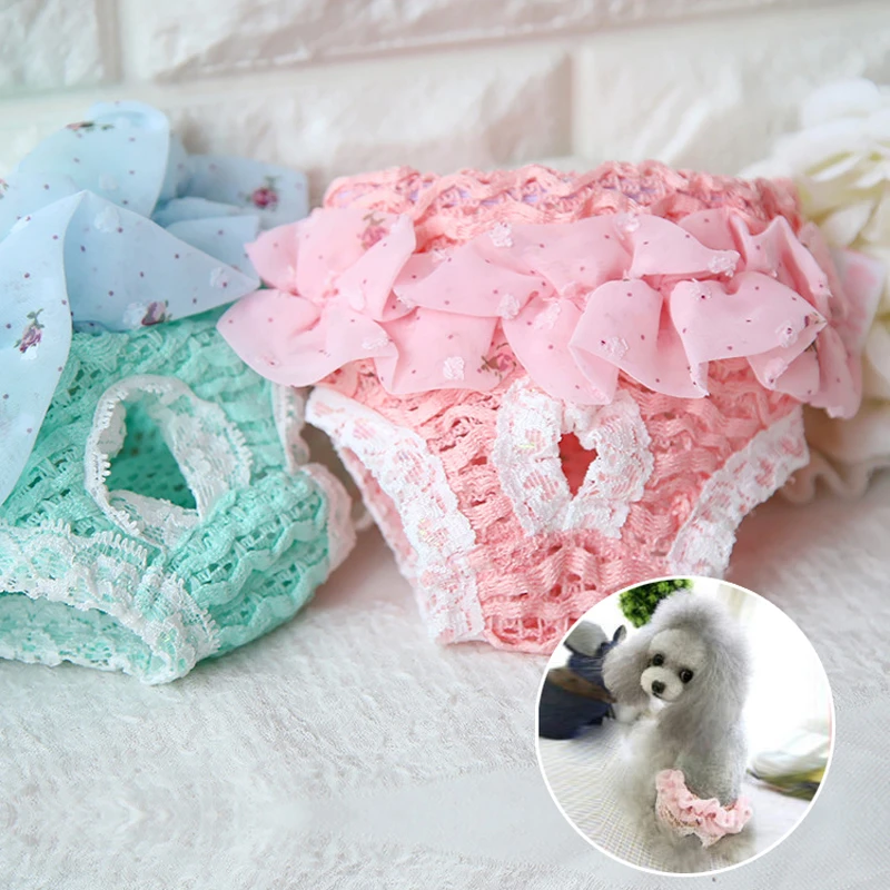 Pet Dog Diaper Physiological Pants Sanitary Panties Washable Female Dog Panties Shorts Underwear  Lace Edge Pet Trousers