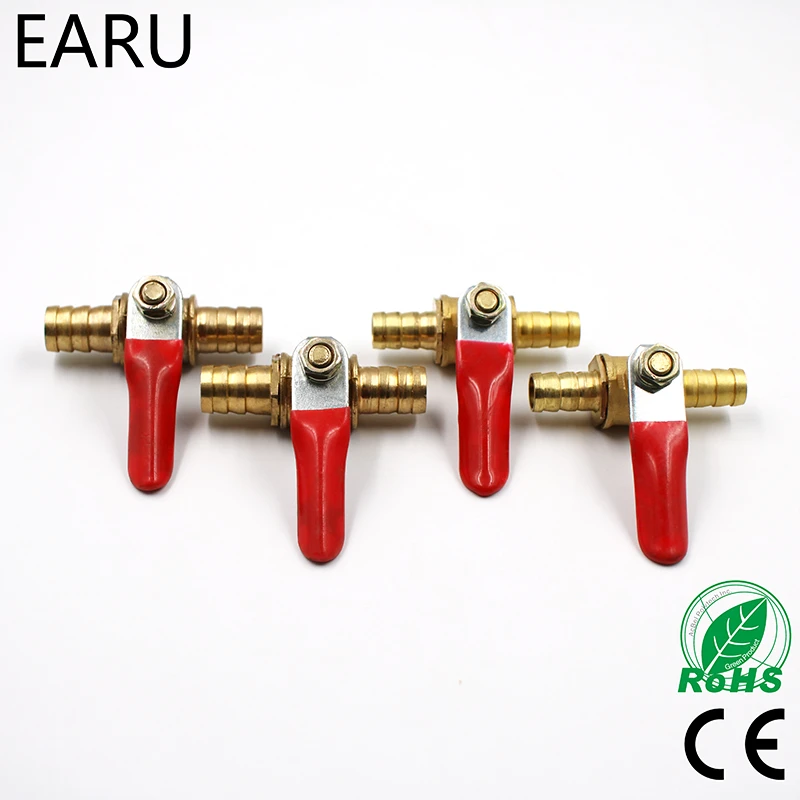 6mm-12mm Hose Barb Inline Brass Water Oil Air Gas Fuel Line Shutoff Ball Valve Pipe Fittings Pneumatic Connector Controller