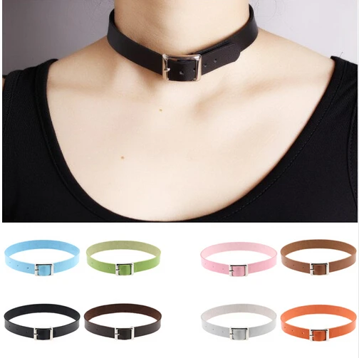 Fine quality Harajuku Belt Collar Choker Necklace PU Leather Choker Punk Goth 41*2cm