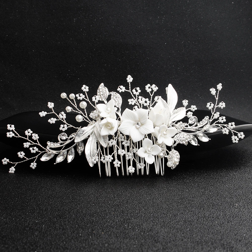 ceramic flower hair comb bride Korean Original design handmade wedding Head accessories hair Jewelry