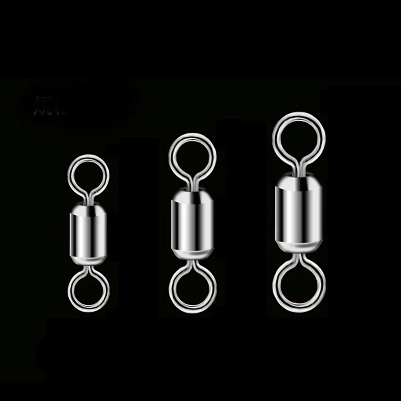 50pcs Ball Bearing Swivel Solid Ring Fishing Connector Barrel Rolling Swivel Lure Goods For Fishing Sea Fishing Accessories Tool