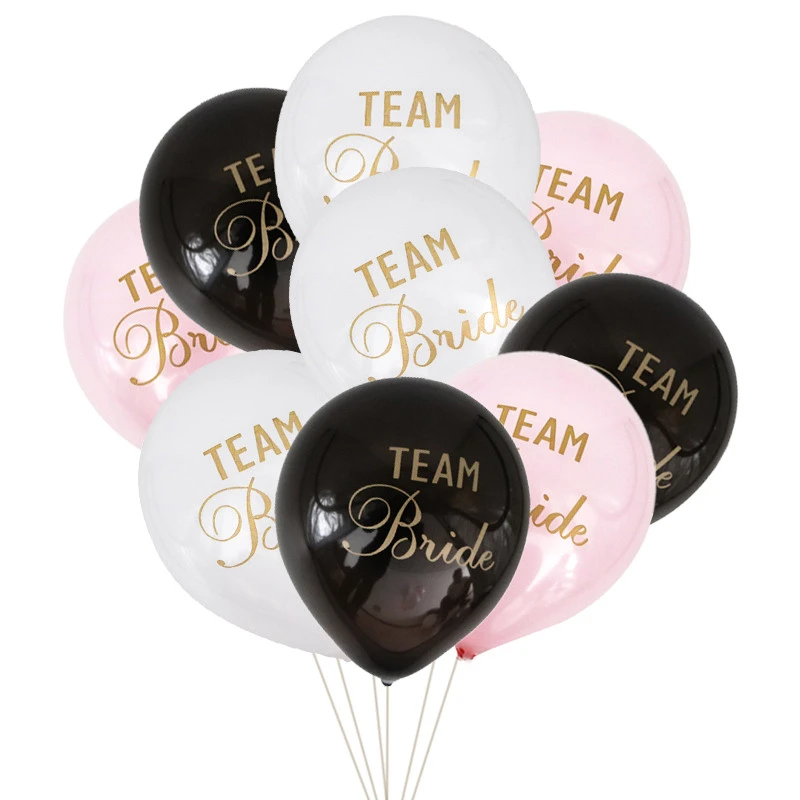 12pcs/lot 10inch Team Bride Latex balloons for Wedding & Engagement Supplies Bachelorette Party Air Balls Bridal Shower Dec