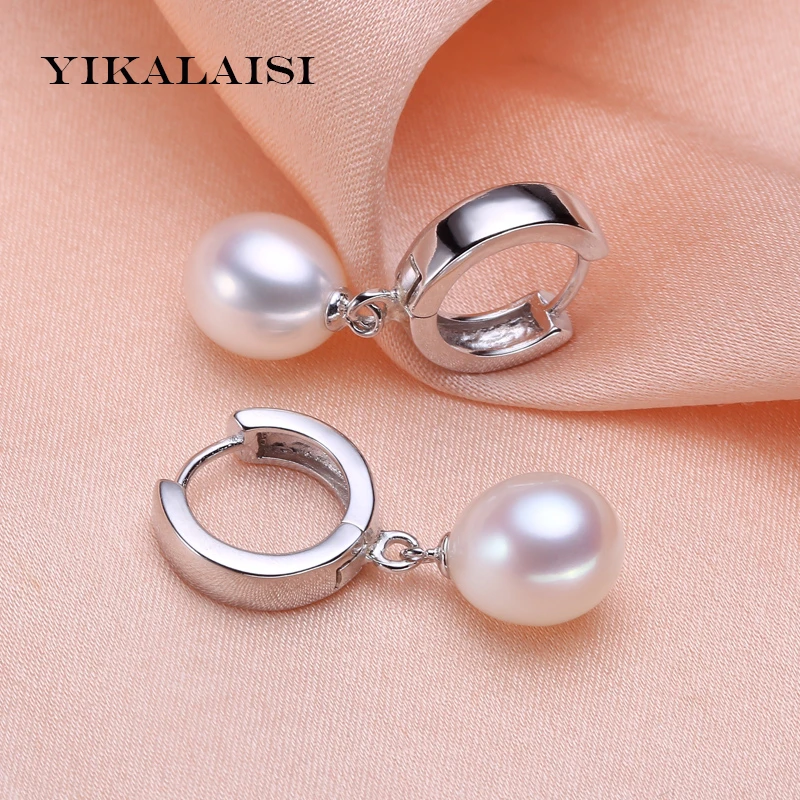 YIKALAISI 2017 100% Natural Freshwater Pearl sutd Earrings 8-9mm Pearl Jewelry 925 sterling silver jewelry  For Women best gift