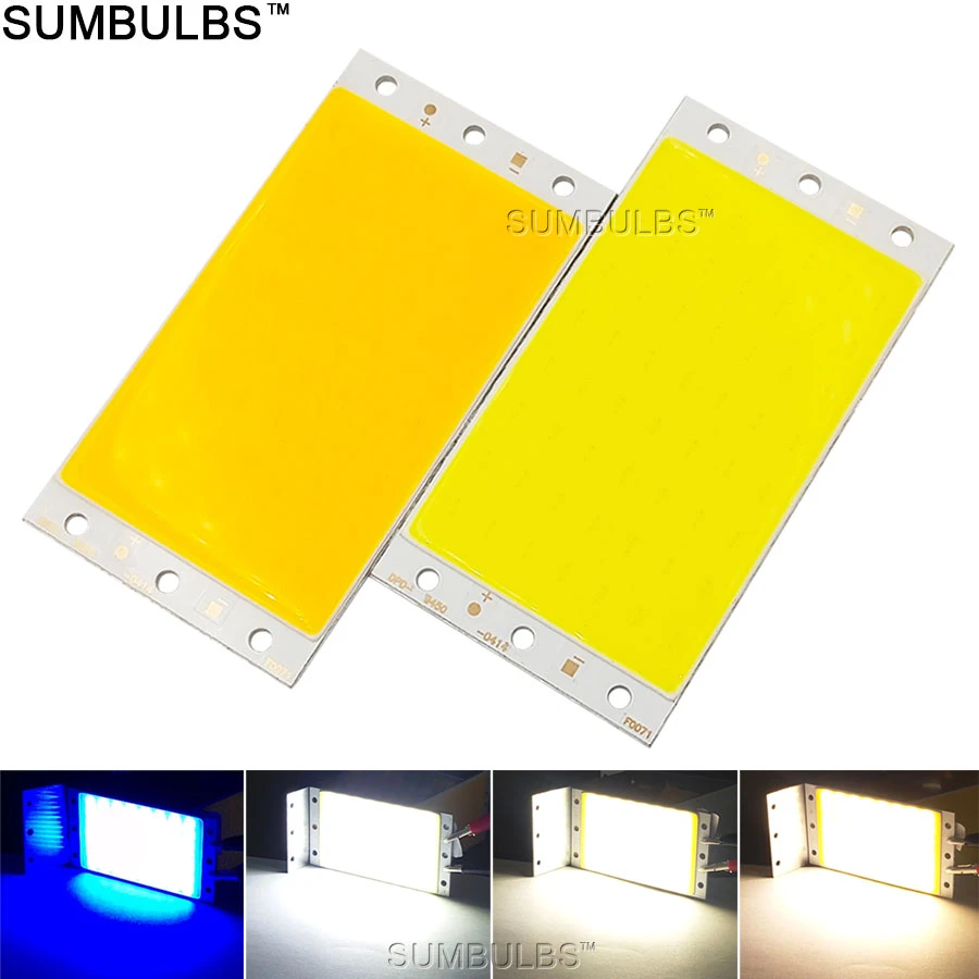 Sumbulbs DIY LED Panel Light 94x50MM 1500LM Ultra Bright Warm Natural Cold White Blue DC 12V 15W COB Board LED Lamp