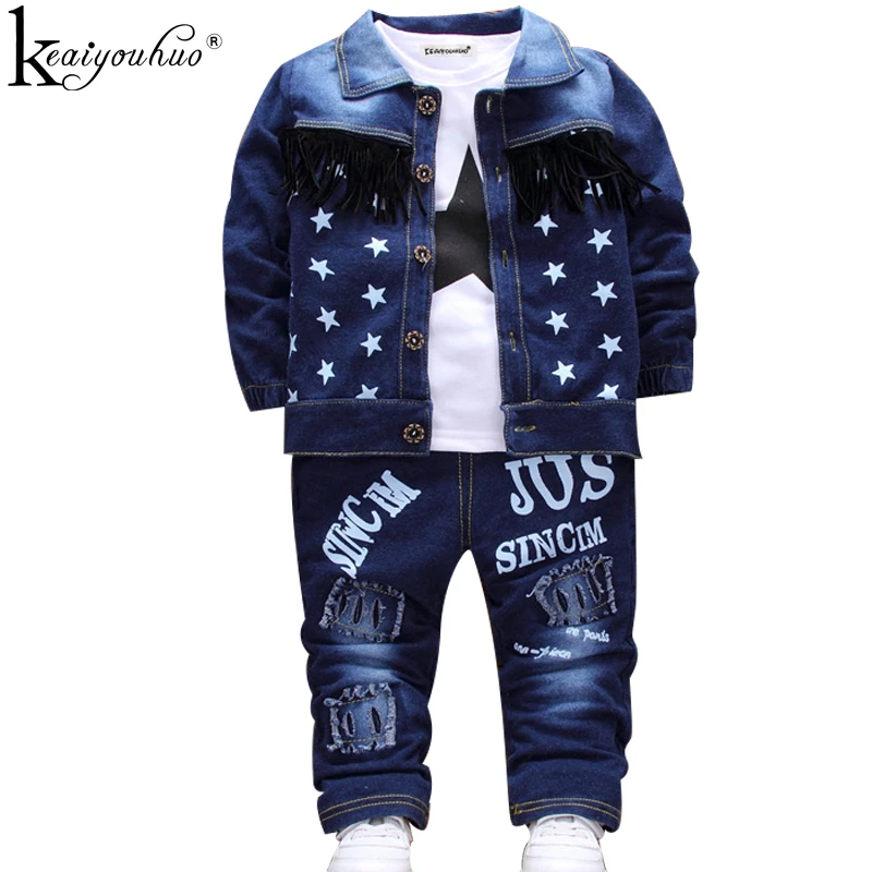 2021 Fashion Autumn Baby Boy Clothes Set Boys Sport Suit Children Sets Kids Clothes Denim  New Clothes For Boys 0-3 Year Old