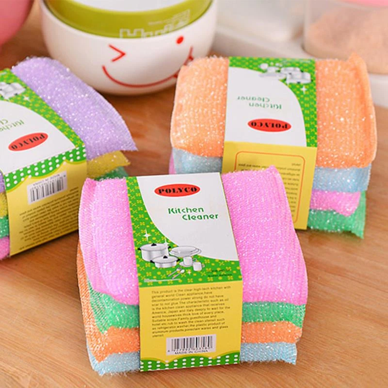 Kitchen nonstick oil scouring pad oil cleaning cloth washing cloth to wash cloth towel brush bowl cloth sponge 4 pcs
