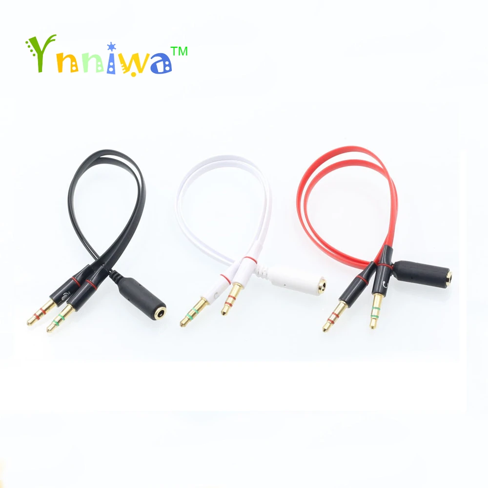 3.5mm 1 Female to 2 male AUX Audio Cable Mic Splitter Cable Earphone Headphone Adapter Cable for Phone pad Mobile