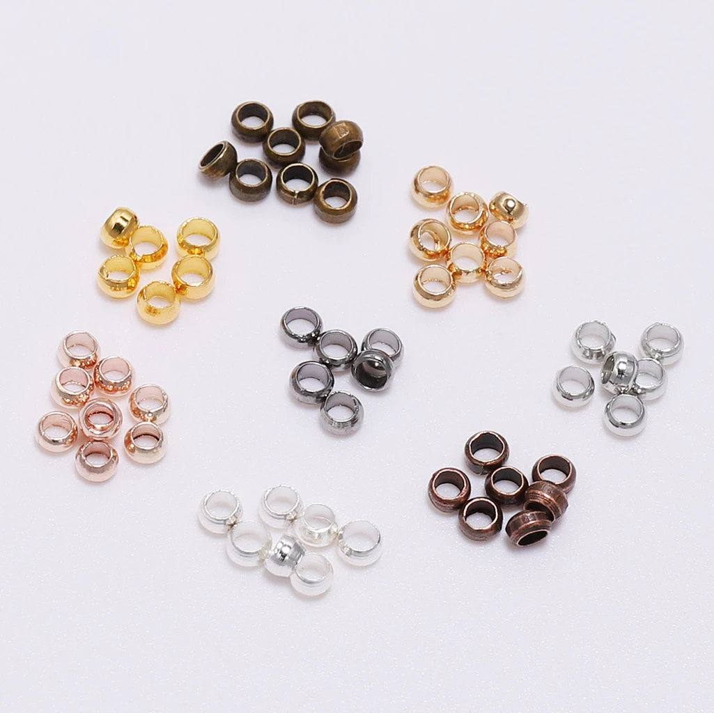 500pcs/lot 2.5 3.5 4mm Ball Plunger Doreenbeads Ball Crimps End Beads Stopper Spacer Beads For Jewelry Making Findings Supplies