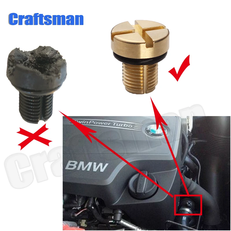 Coolant Expansion Tank Bleeder Screw Brass for BMW E36 E39 E46 etc. #BILL Car Oil Radiator Pipe / Water Tank Return Pipe