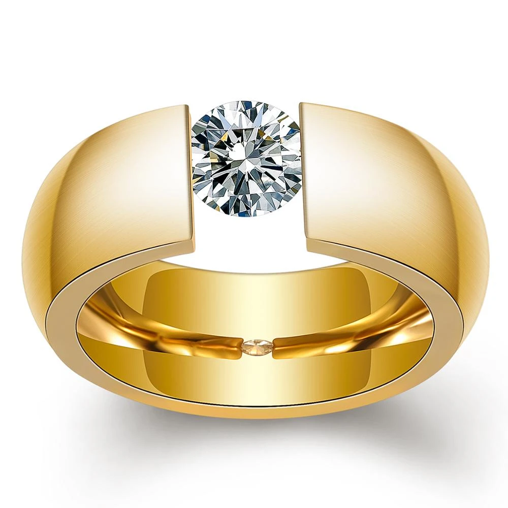 Gold-Color 316L Stainless steel Wedding Rings for Women Men