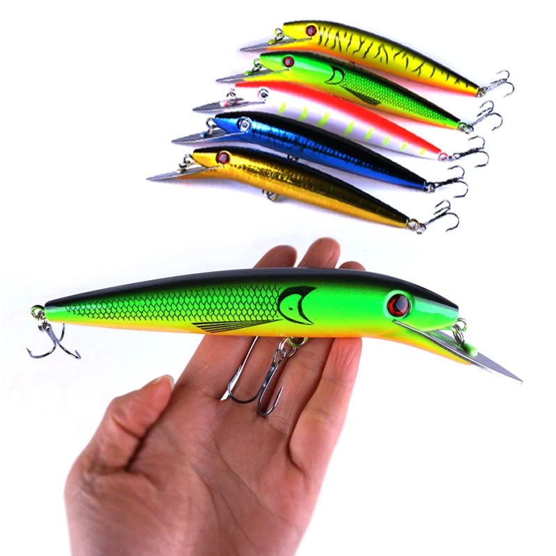 1PCS  Long 19.7cm 45g Wobbler Minnow Fishing Lure Big Crankbait 2# Hook 3D Eyes Bass Trolling Artificial Hard Baits Pesca