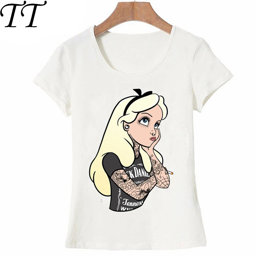 New harajuku summer fashion women T-Shirt  Alice's  cartoon girl T Shirt Novelty Design  casual female Tops cute princess Tee