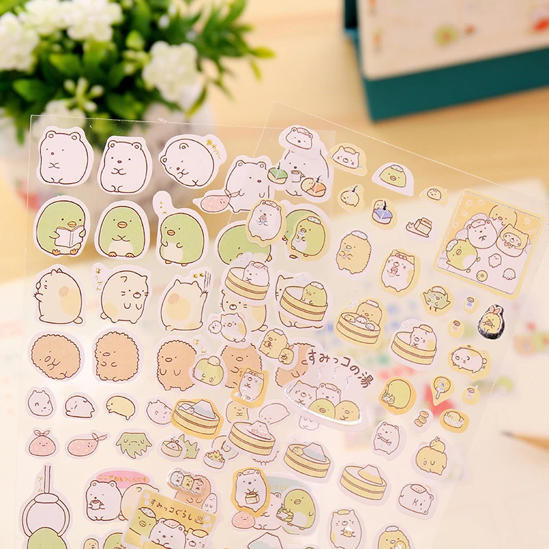 1pc Creative Stationery Stickers Korean Round Roll Rabbit Transparent Decorative Pattern DIY Album Planner Diary Stickers