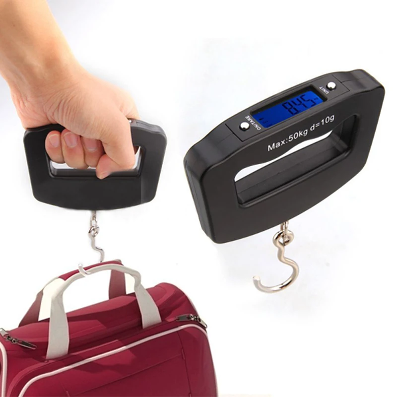 Portable Mini Digital Hand Held 50Kg 10g Fish Hook Hanging Scale Electronic Weighting Luggage Scale LED Display Balance