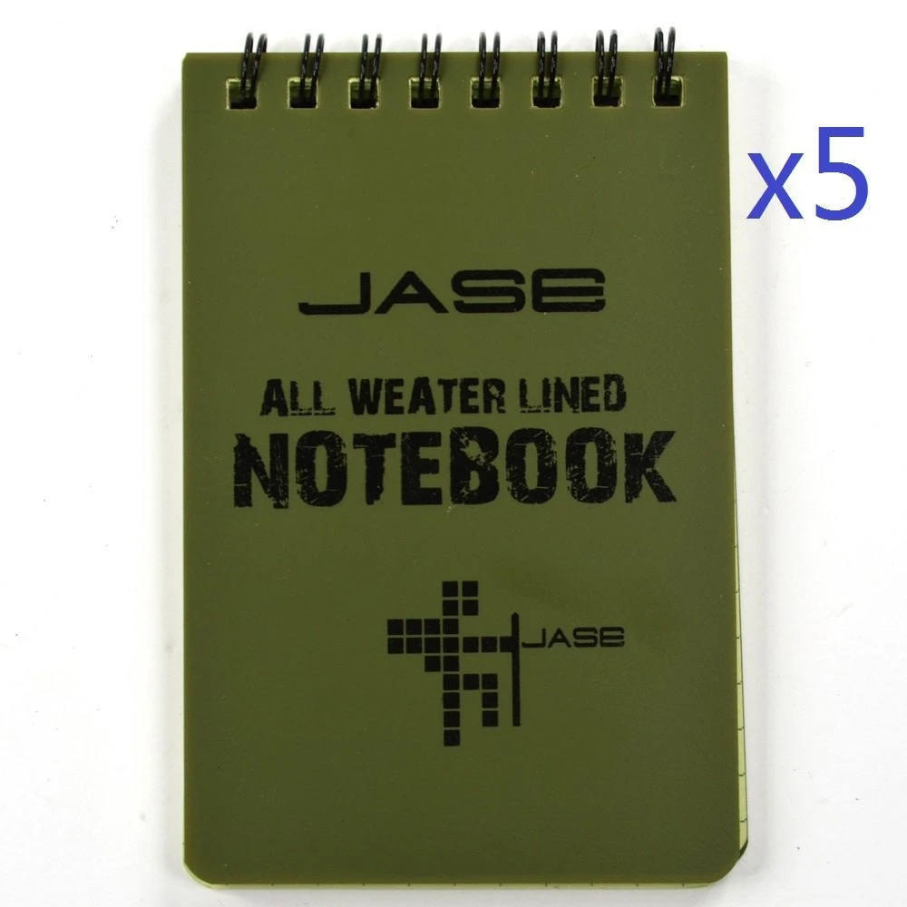 Set of 5 Green Waterproof/All Weather/Shower/Aqua Notes/Notepad/Notebook