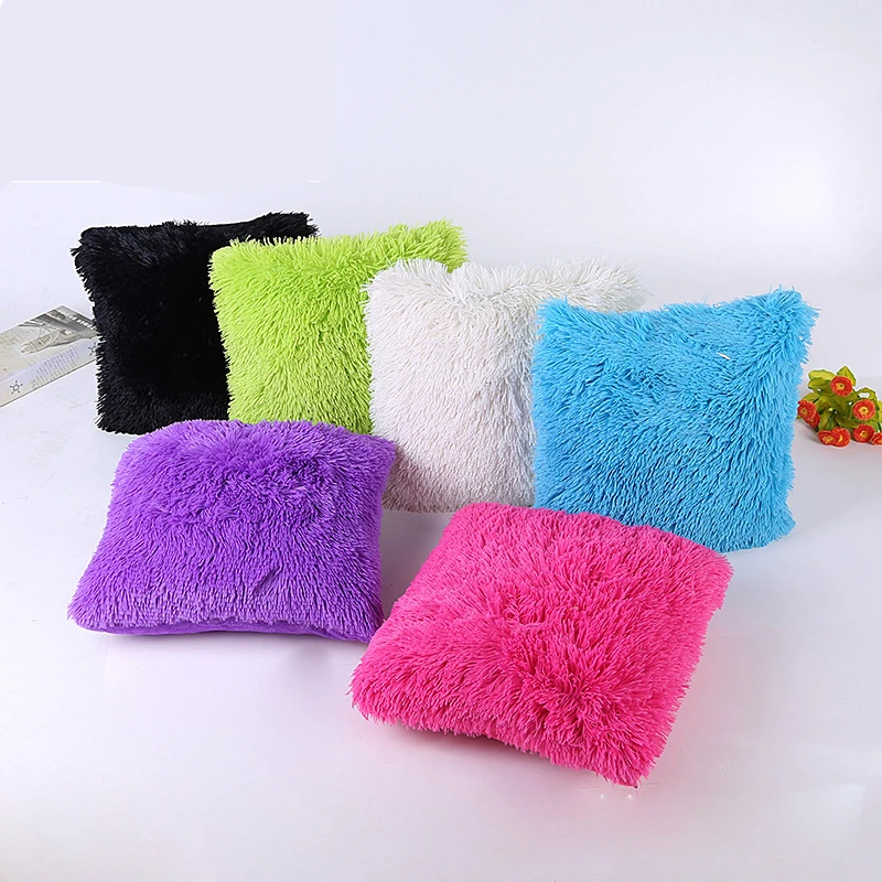 New Solid Soft Fur Plush Decorative Cushion Cover For Home Pillow Case Bed Room Pillowcases Pillows Car Seat Decoration Sofa