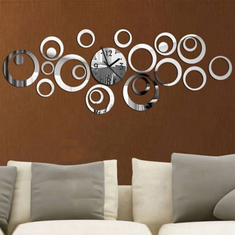 Wall Clock 3D Quartz Acrylic Mirror Modern Watch Horloge Reloj De Pared Duvar Saati Living Room Decoration