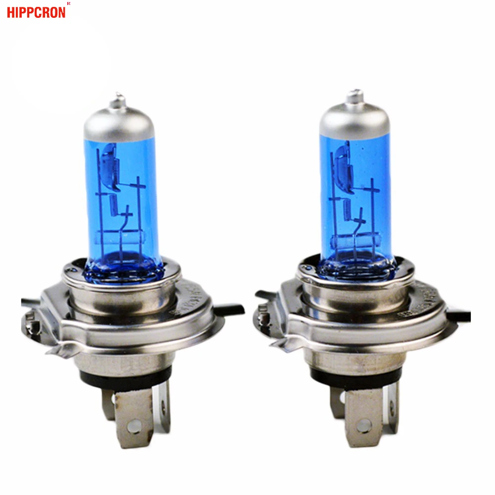 Hippcron H4 Halogen Lamp 12V 60/55W 5000K Car Halogen Bulb Xenon Dark Blue Glass Super White (2 PCS)