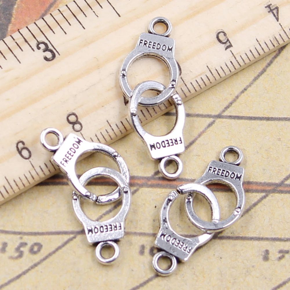 10pcs Charms Handcuffs Freedom 30x20mm Antique Silver Color Pendants Making DIY Handmade Jewelry Factory Wholesale