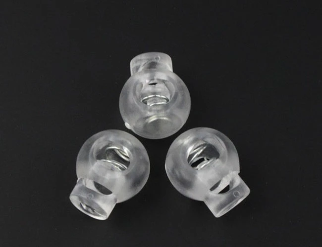 50pcs/pack/pack  Cord Lock Round Ball Toggle Stopper Plastic  Toggle Clip Widely For Bag Backpack/Clothing Clear White