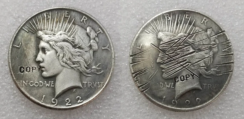 Scratch 1922 Peace Dollar Two Face Coin(1922) COPY COINS
