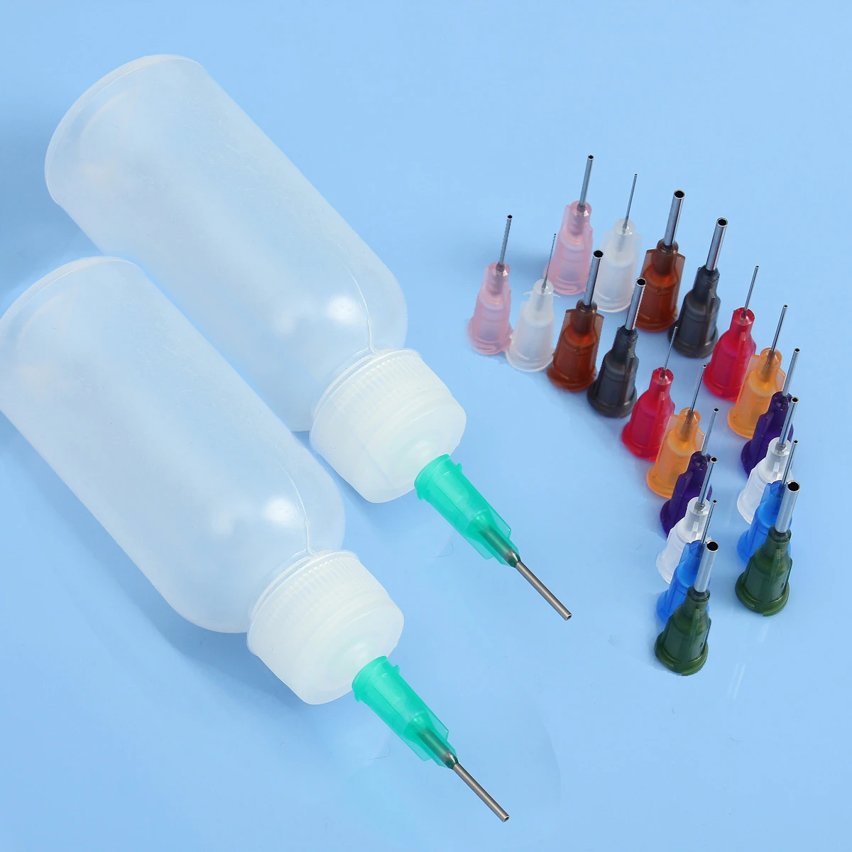 FORGELO 30ml Transparent Polyethylene Needle Dispenser Dispensing Bottle for Rosin Solder Flux Paste + 11 Needles Tools