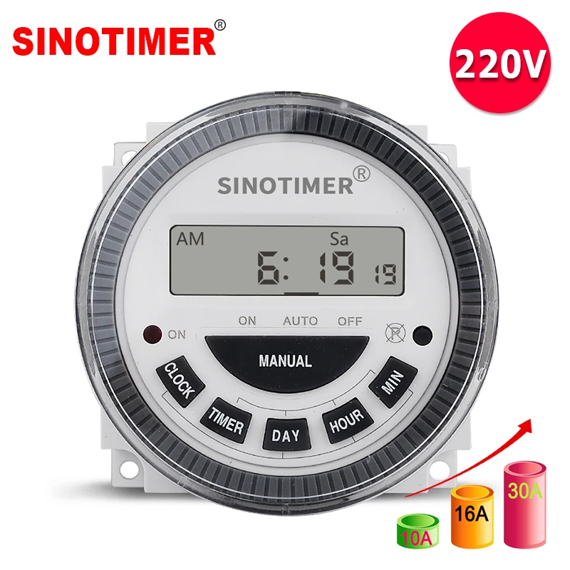 230Vac 7 Days Weekly Programmable Digital Timer Lighting Switch Output 220V Voltage Inside Battery with Dustproof Cover