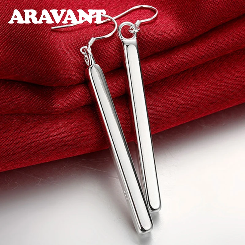 925 Silver Earrings For Women Fashion Long Line Earring Jewelry Best Gift