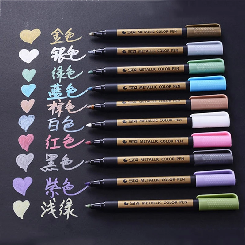 1pc Colored Highlighters Waterproof Permanent Metallic Marker Pens For White Paperboard Kraft Paper Photo Albums Diy Decorations