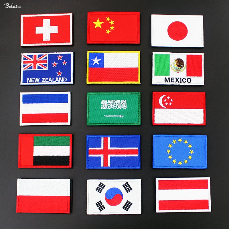 New Zealand Poland Switzerland Czech Netherlands Flag Badges Stick on Patch 3D Stickers for Jacket Hat Backpack Decoration