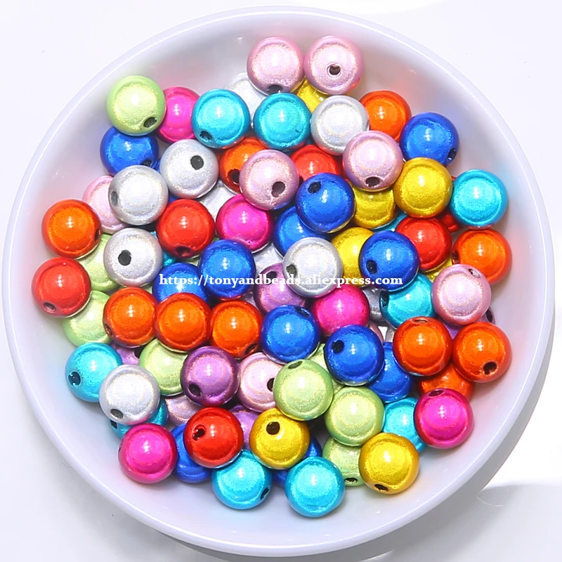 Shining Mixed Dream Acrylic Round Spacer Beads Charms 4 5 6 8 10 12 MM Pick Size For Jewelry Making