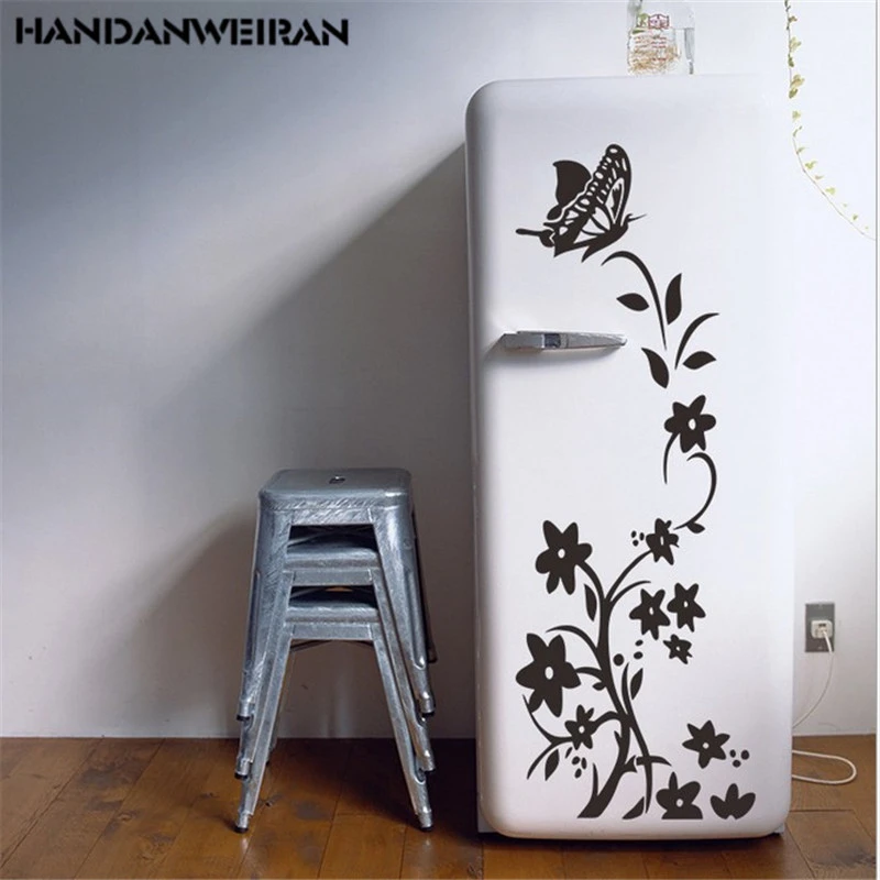 2020 NEW Butterfly Flower Wall Sticker Rattan Refrigerator Stickers Home Decoration Wall Stickers Waterproof For Door