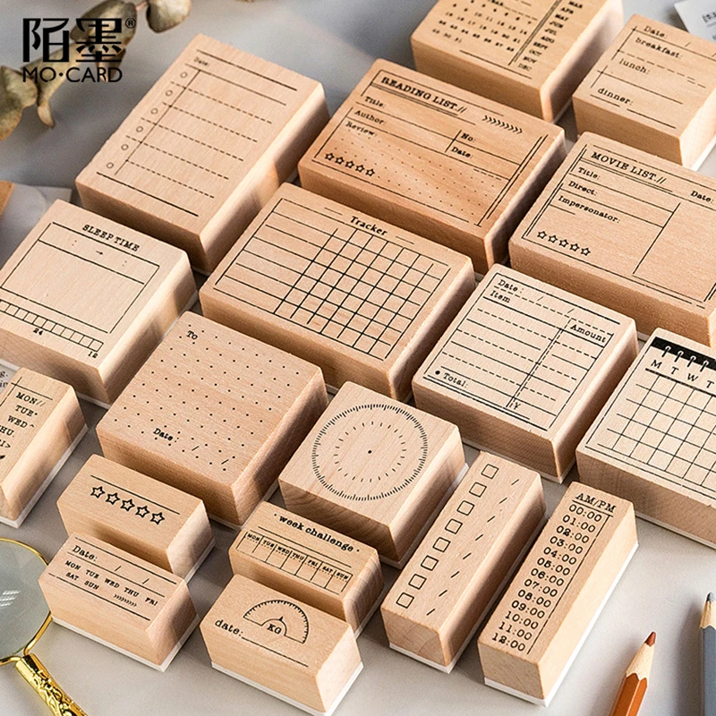 Vintage record memo List time Planner decoration stamp wooden rubber stamps for scrapbooking stationery DIY craft standard stamp