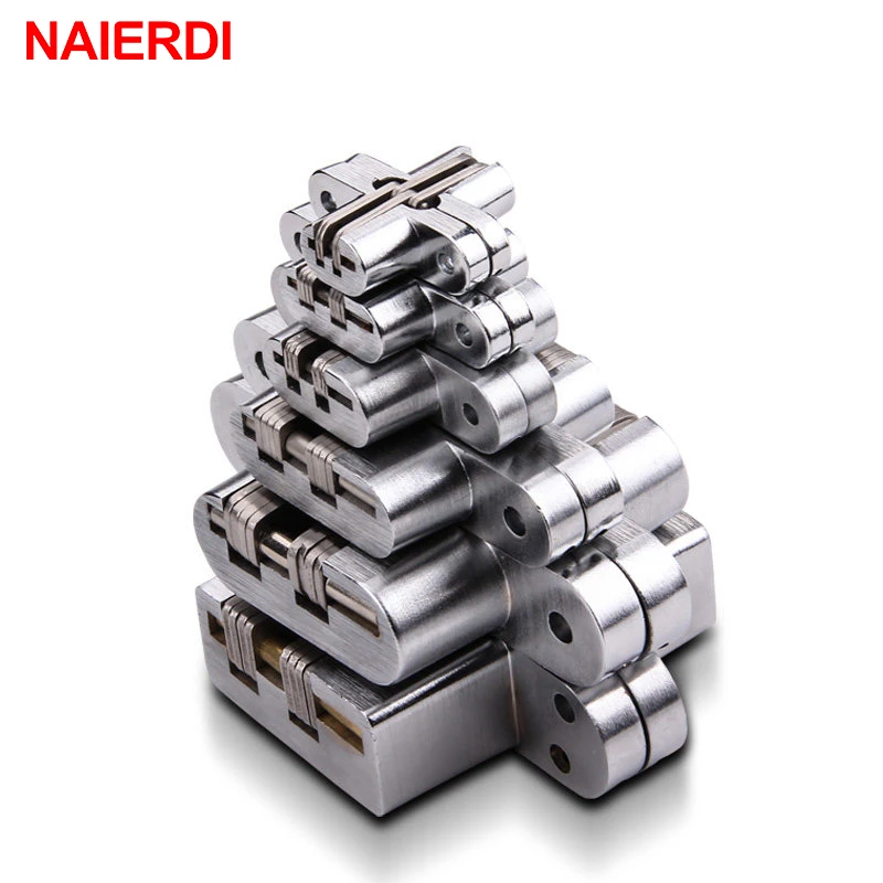 2PCS NAIERDI 304 Stainless Steel Hidden Hinges Seven Size Invisible Concealed Folding Door Hinge For Kitchen Furniture Hardware