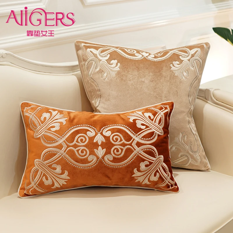 European-style decorative pattern Cushion Cover Flannelette embroidery of  Home Decorative Pillow Cover for Sofa Cojines