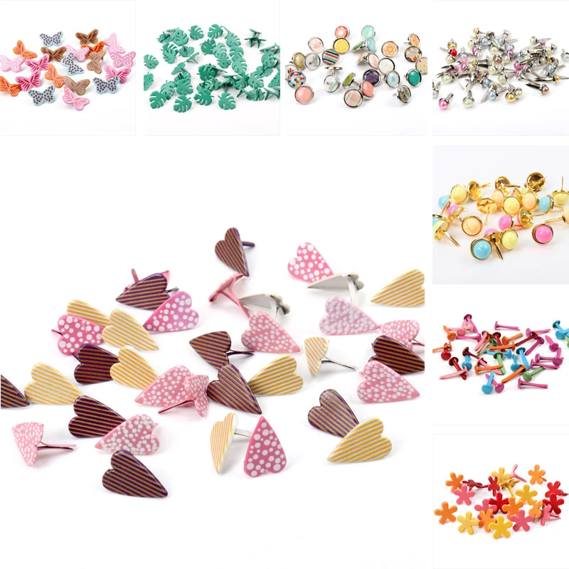 Mix Butterfly Flower Leaf Shape Rhinestone Studs And Spikes For Clothes Round Square Brads Scrapbooking Embellishment Fastener