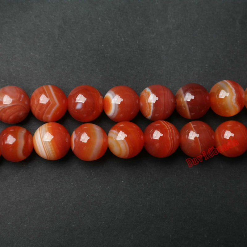 Free Shipping Natural Stone red orange  Stripe Agat Round Loose Beads 4 6 8 10 12MM Pick Size For Jewelry Making