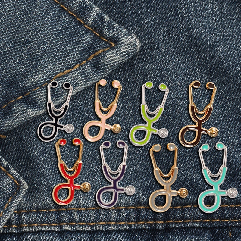 Creative 18 styles Colorful Brooches Doctor Nurse Stethoscope enamel Pins Medical Denim Jackets bag Jewelry Button Badges Gifts