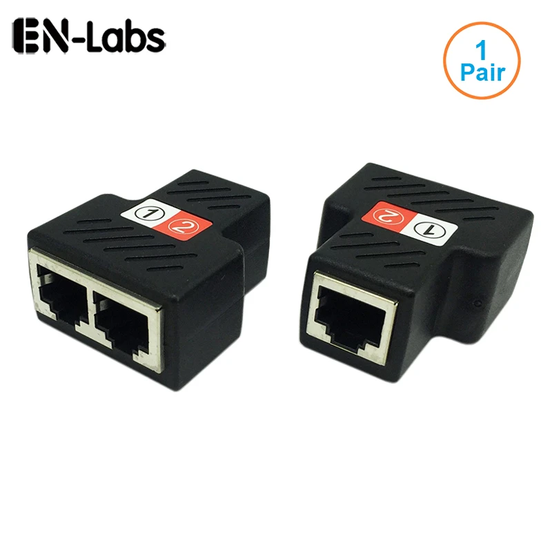 1Pair RJ45 Splitter Adapter, RJ45 Female 1 to 2 port Female Ethernet Coupler,Supports two devices access internet simultaneously